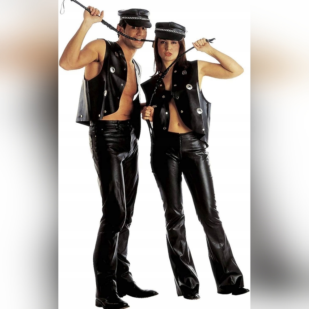 Vinyl Studded Vest Halloween 80's Rock Star Punk Moto Festival Black One Size